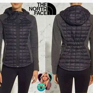 The North Face Women XS Endeavor Thermoball Hooded Jacket Black Gray Fitted Coat